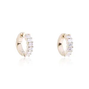 18K YELLOW GOLD EMERALD-CUT DIAMOND HOOP EARRINGS 1.63CTW