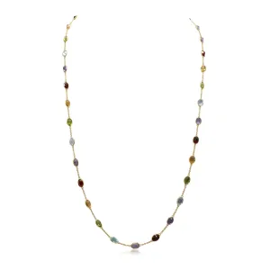 18" Oval Faceted Multi Gem Necklace - 18ct Yellow Gold
