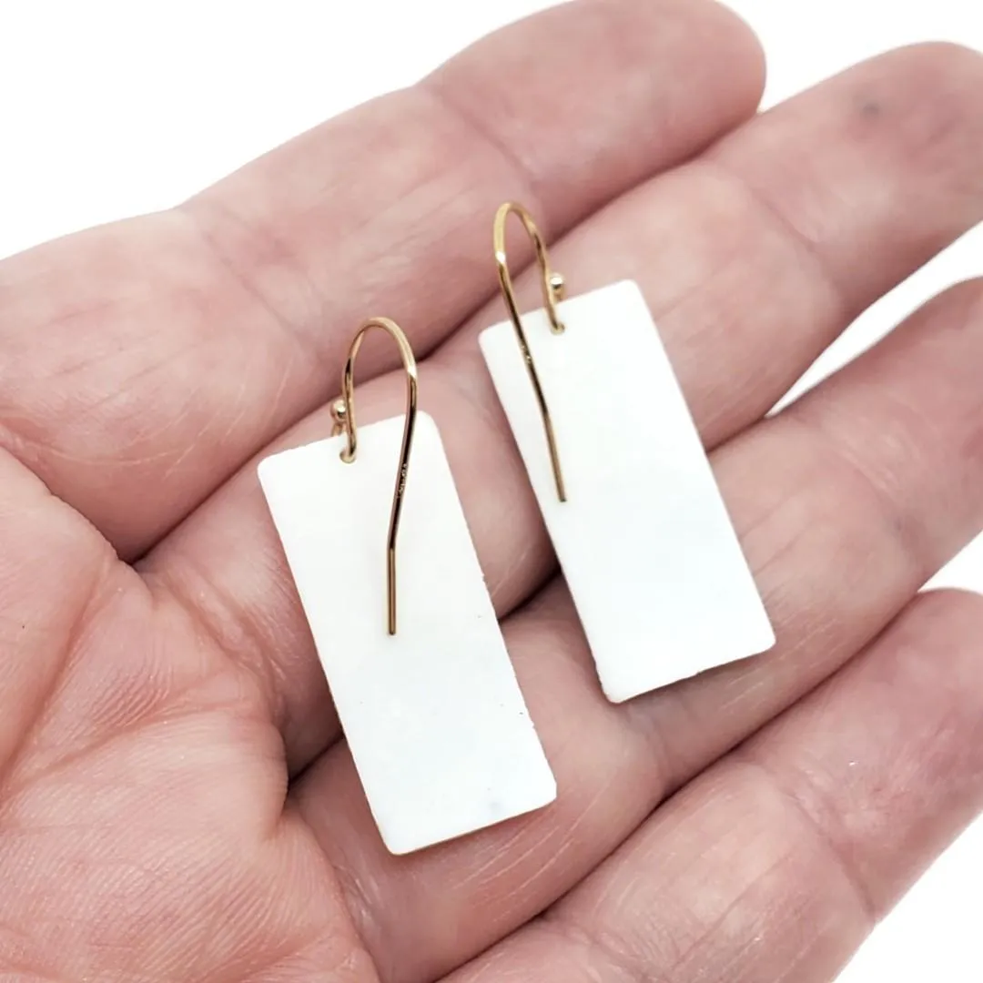 (20% Off) Earrings - Drops - Coral Rectangle by Almeda Jewelry