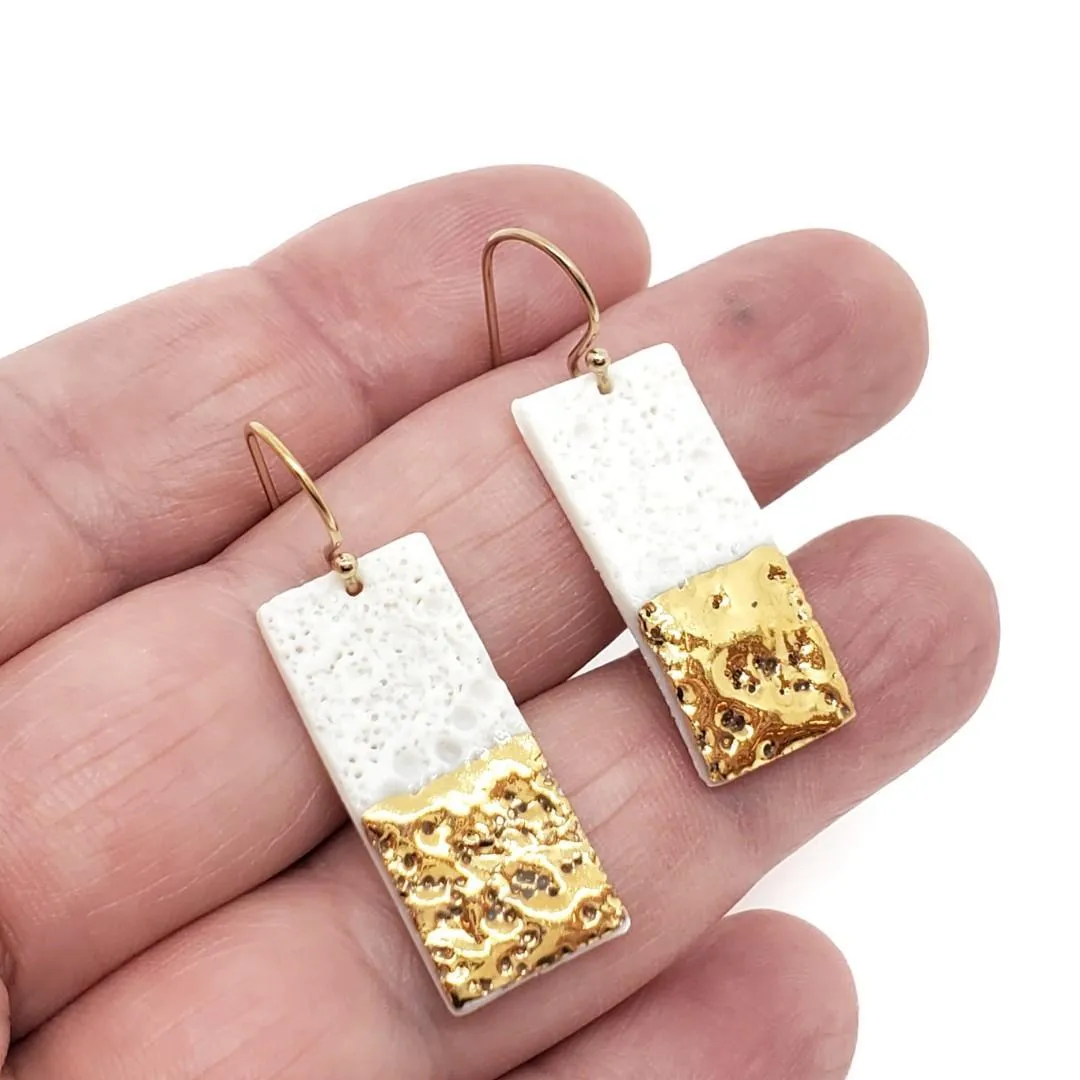(20% Off) Earrings - Drops - Coral Rectangle by Almeda Jewelry