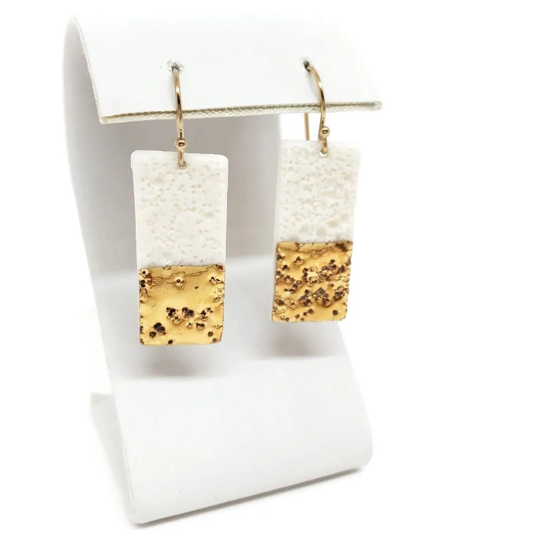 (20% Off) Earrings - Drops - Coral Rectangle by Almeda Jewelry