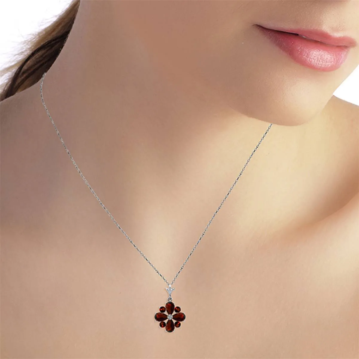 2.43 Carat 14K Solid White Gold Prequel Garnet Necklace