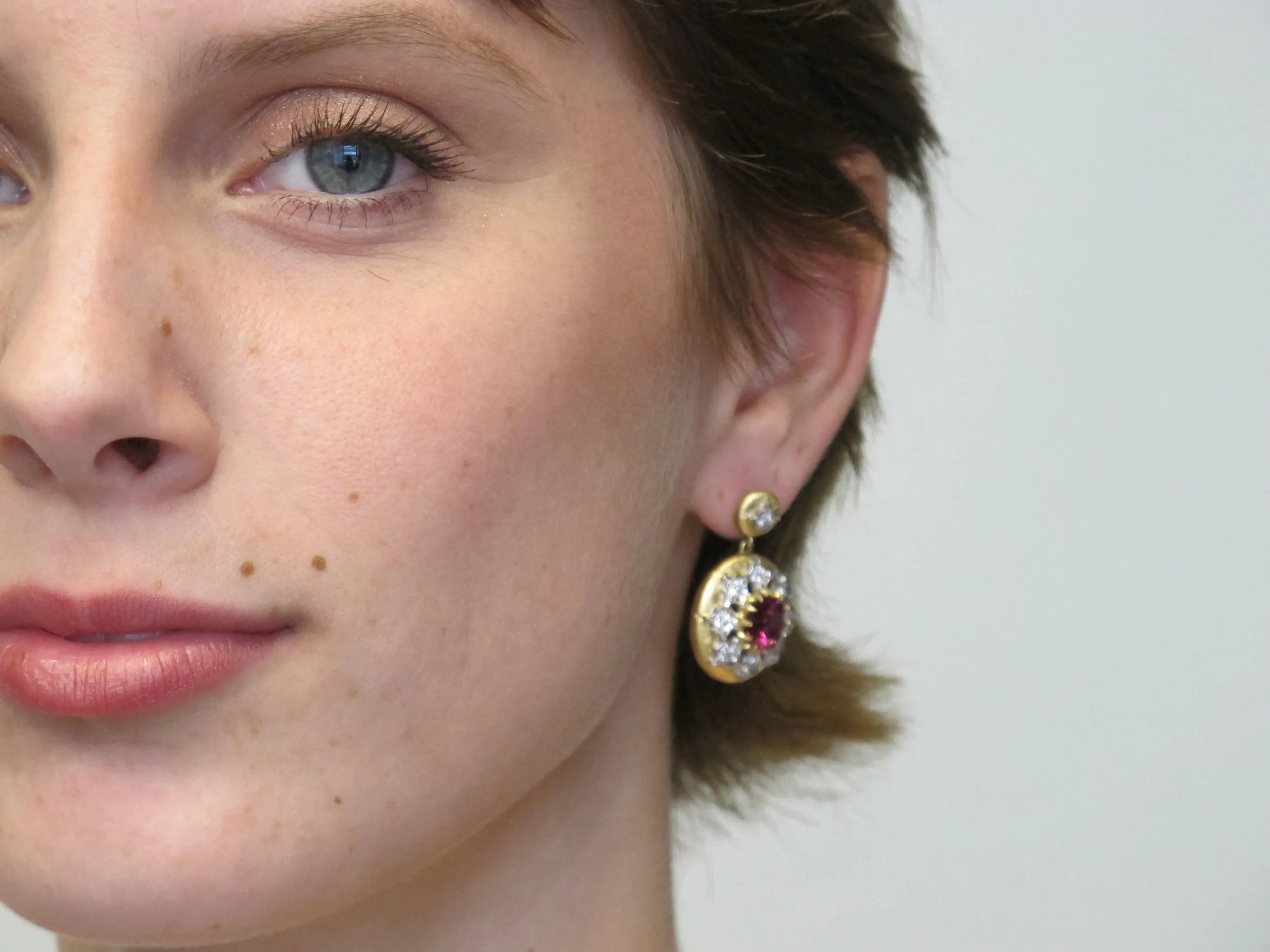 4.47 ct. t.w. Rhodolite Garnet Diamond Two-Toned Florentine Dangle Drop Earrings