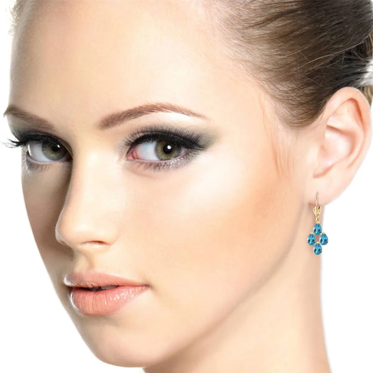 4.5 Carat 14K Solid Yellow Gold First Love Blue Topaz Earrings