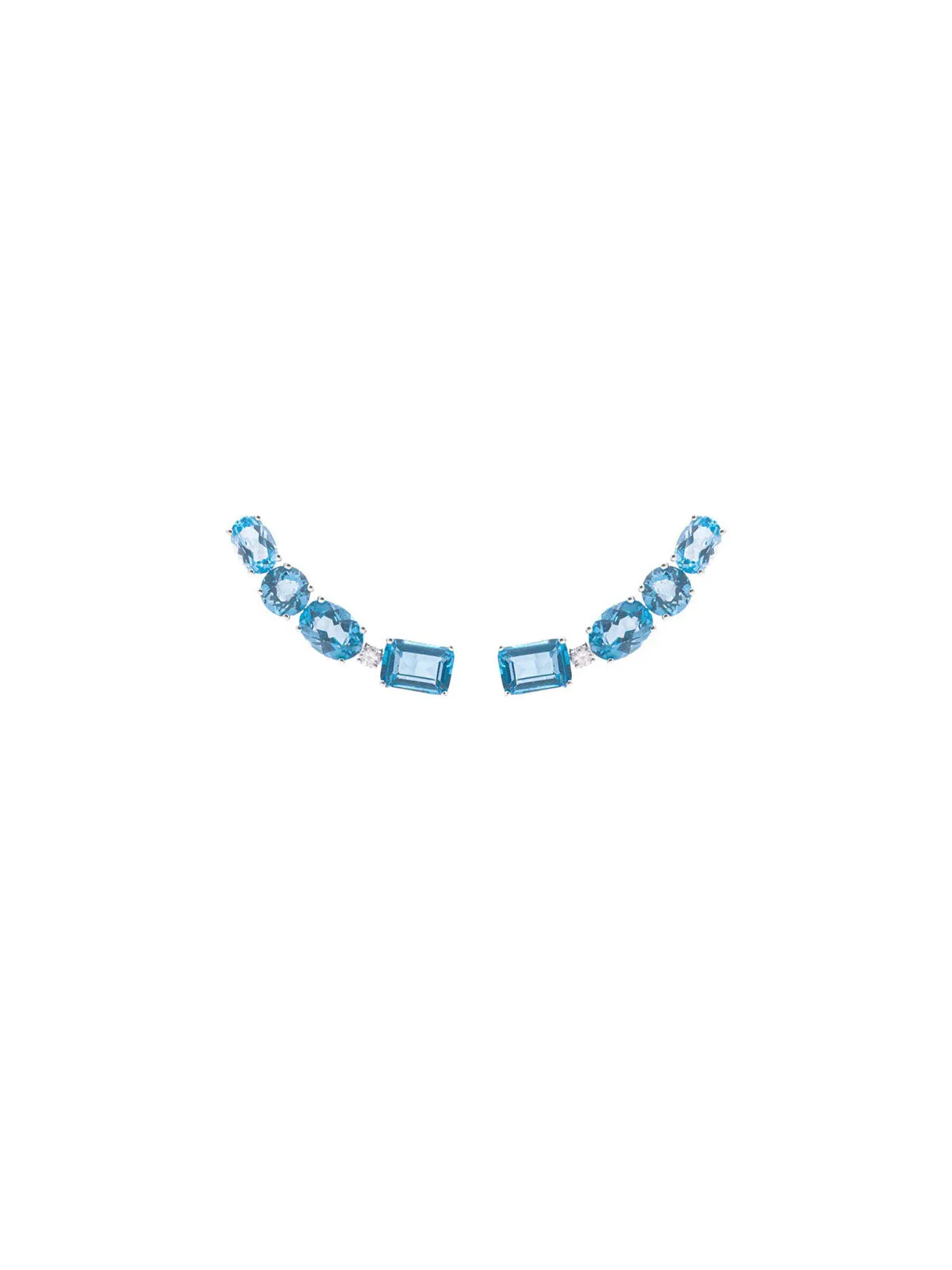 5.99ct Diamond Blue Topaz 18K Gold Four Drops Climber Earrings