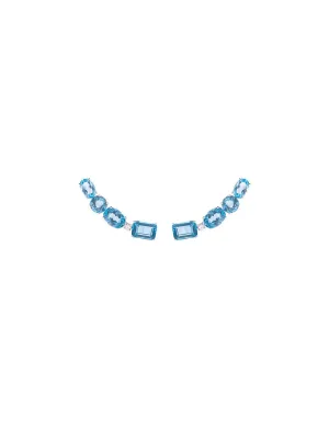 5.99ct Diamond Blue Topaz 18K Gold Four Drops Climber Earrings