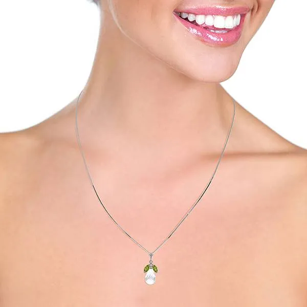 7.2 Carat 14K Solid White Gold Necklace Natural Peridot White Topaz