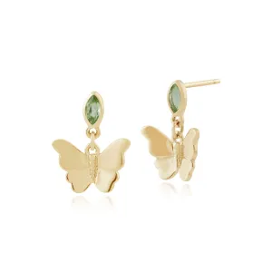 9 karat Gelbes Gold Peridot Fallen/ Lang Ohrringe