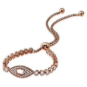 925 Sterling Silver Yellow Gold-Tone Bezel-Set Hamsa Evil Eye Protection Adjustable Bracelet