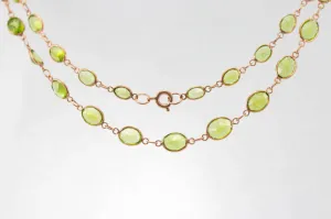 9ct Rose Gold Peridot Graduated Line Necklace