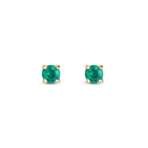 9ct Yellow Gold 3mm Emerald Claw Stud Earrings 0.22ct