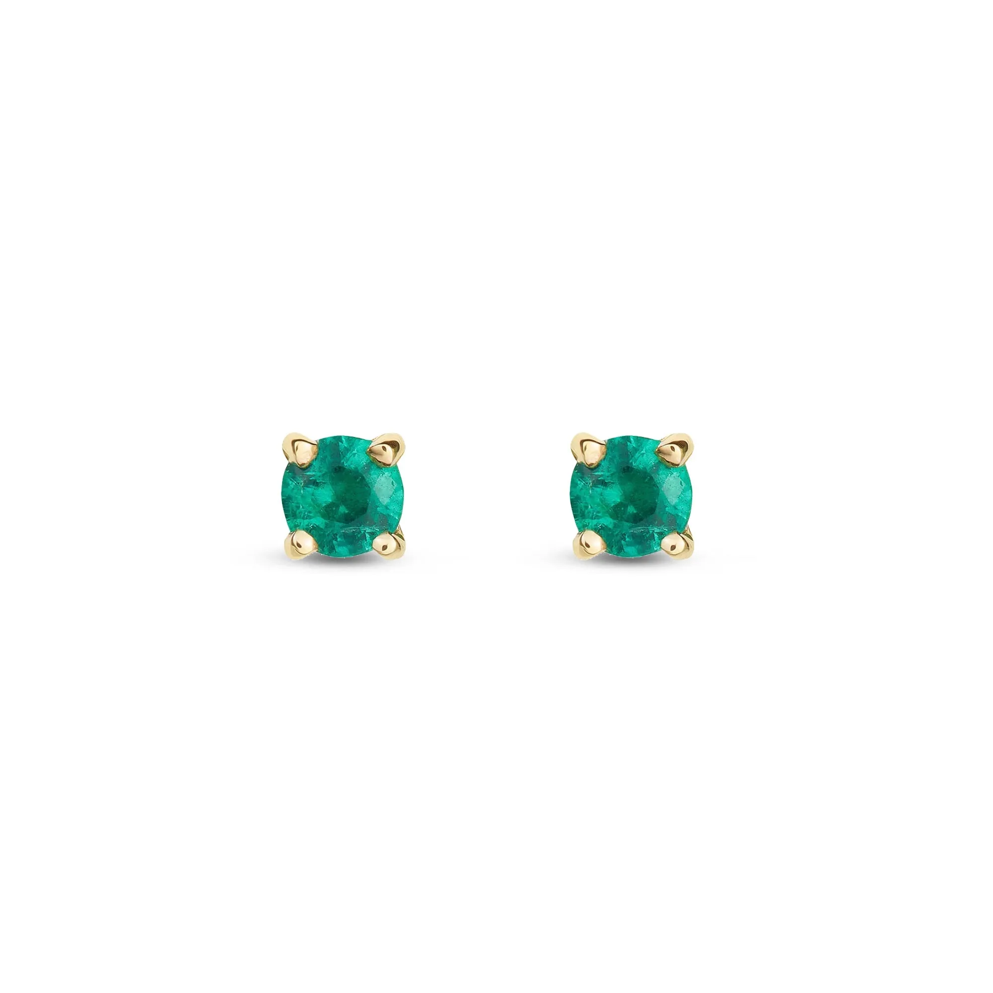 9ct Yellow Gold 3mm Emerald Claw Stud Earrings 0.22ct