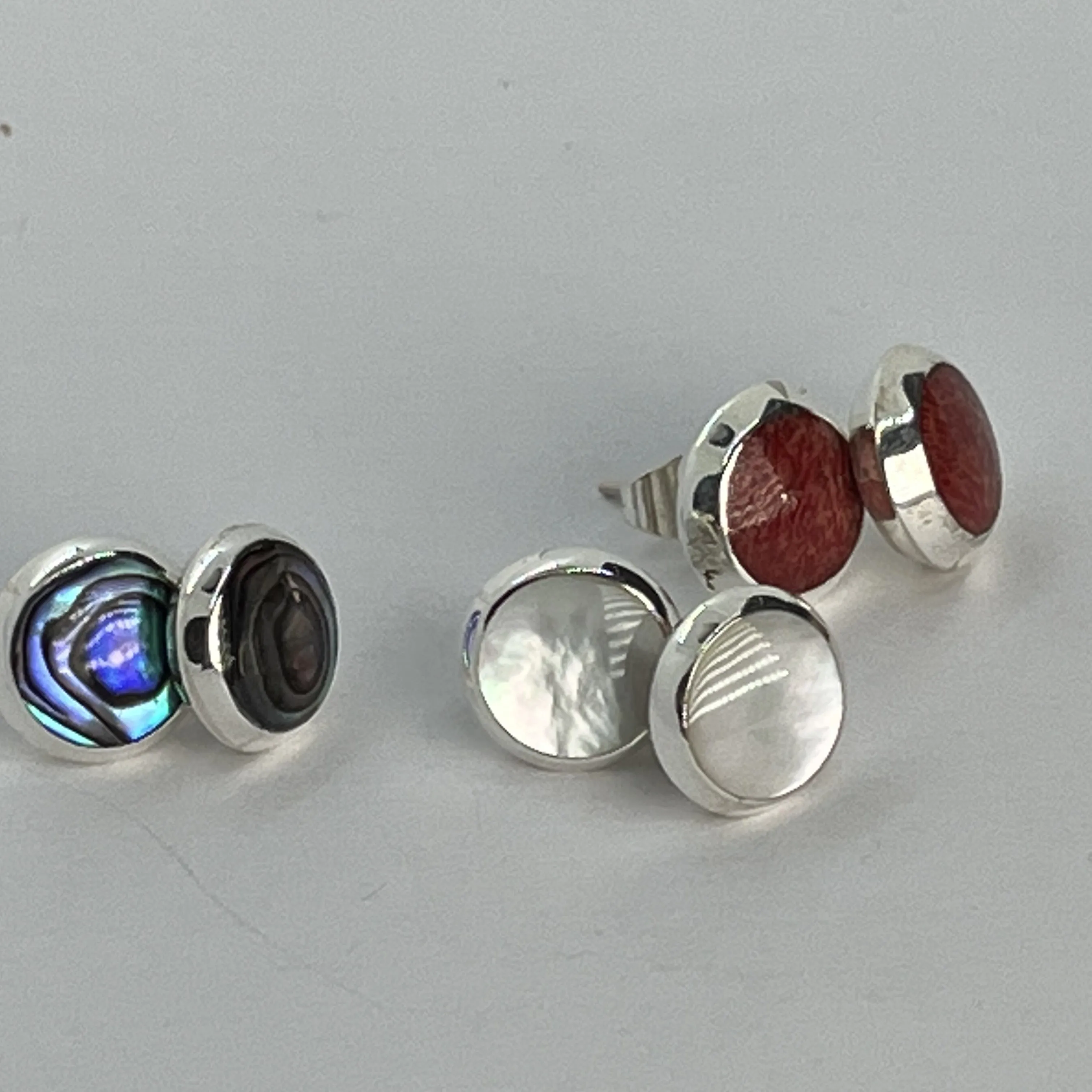 Abalone Sterling Silver, Chunky Stud Earrings