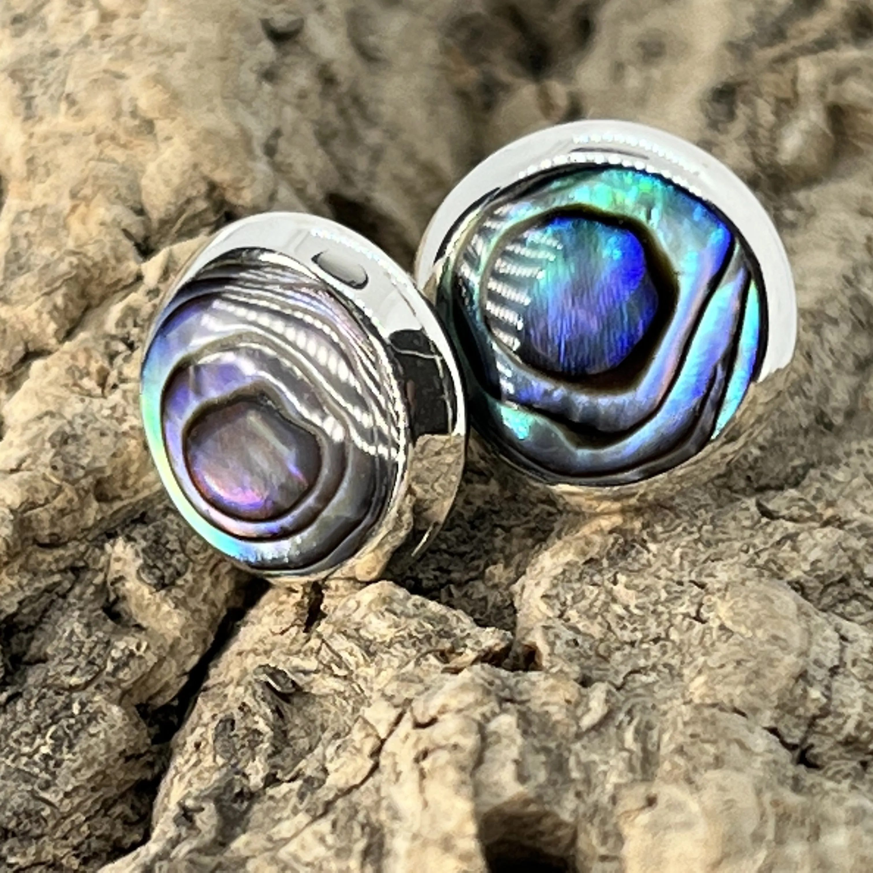 Abalone Sterling Silver, Chunky Stud Earrings