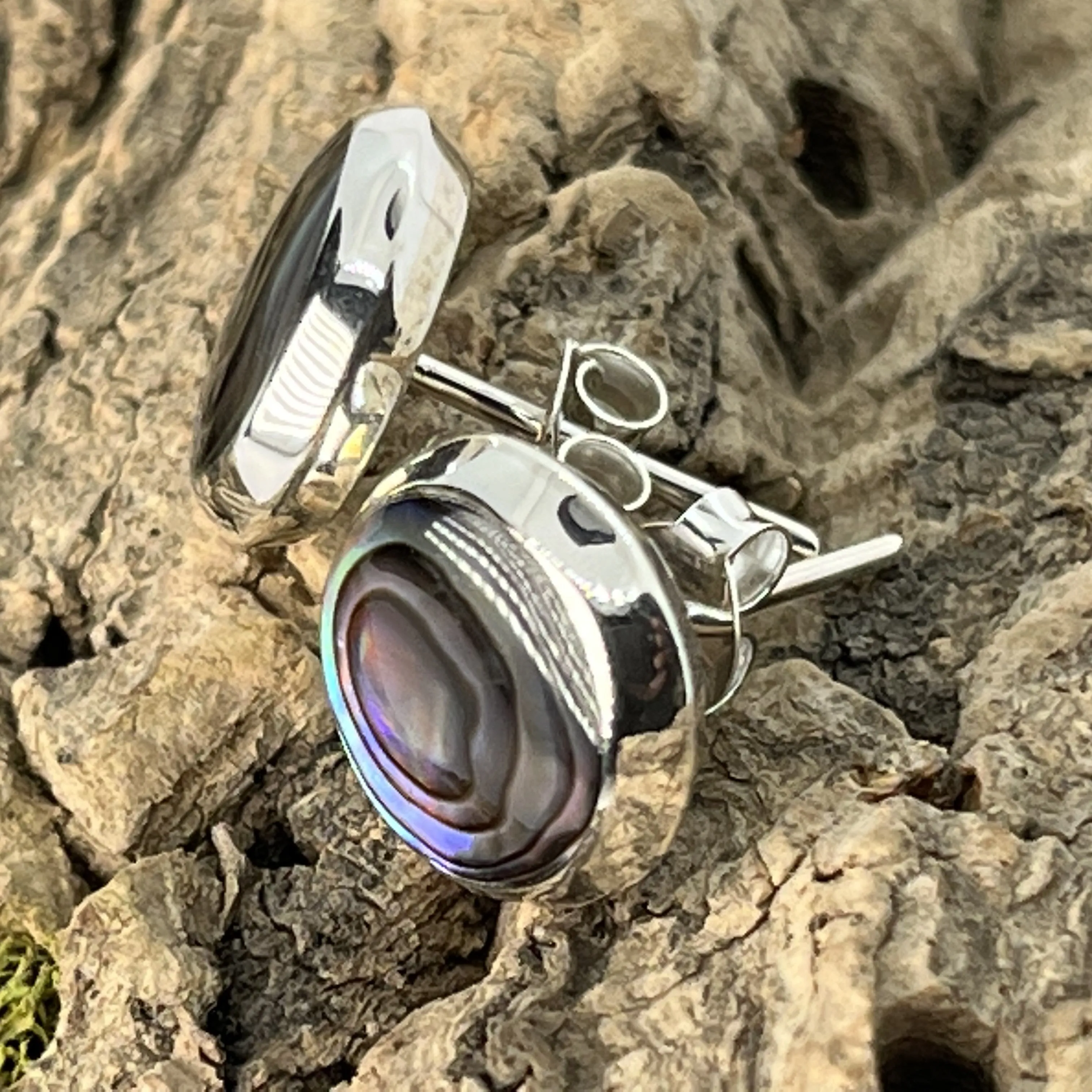 Abalone Sterling Silver, Chunky Stud Earrings