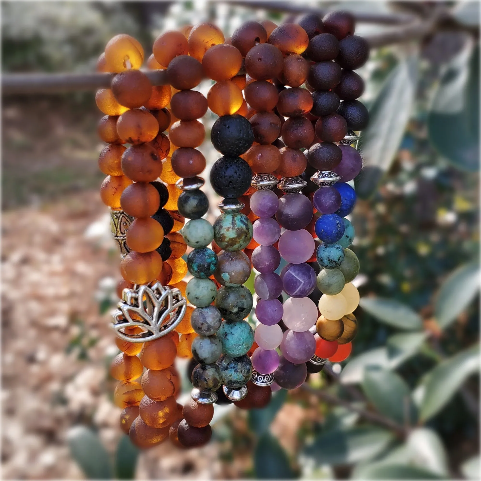 Adults | Rainbow Chakra   Raw Cherry Amber Bracelet