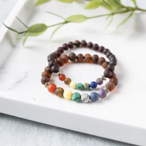 Adults | Rainbow Chakra   Raw Cherry Amber Bracelet
