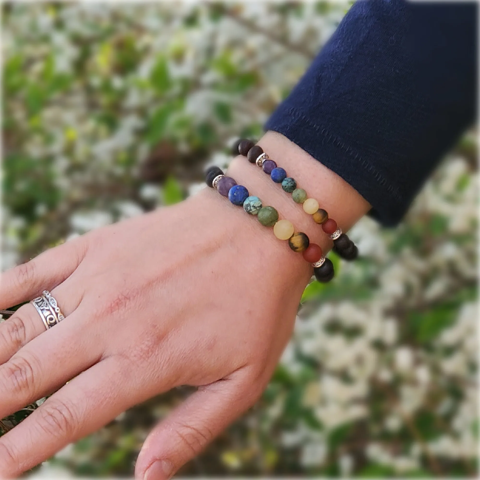 Adults | Rainbow Chakra   Raw Cherry Amber Bracelet