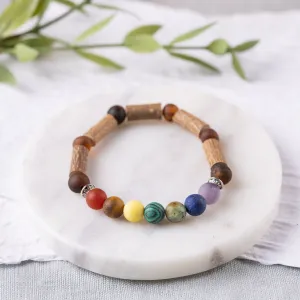 Adults | Rainbow Chakra   Raw Cherry Amber Hazelwood Bracelet