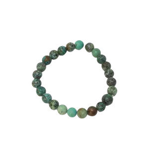 African Turquoise Stretchy Beaded Bracelet - Wrist Mala 8mm