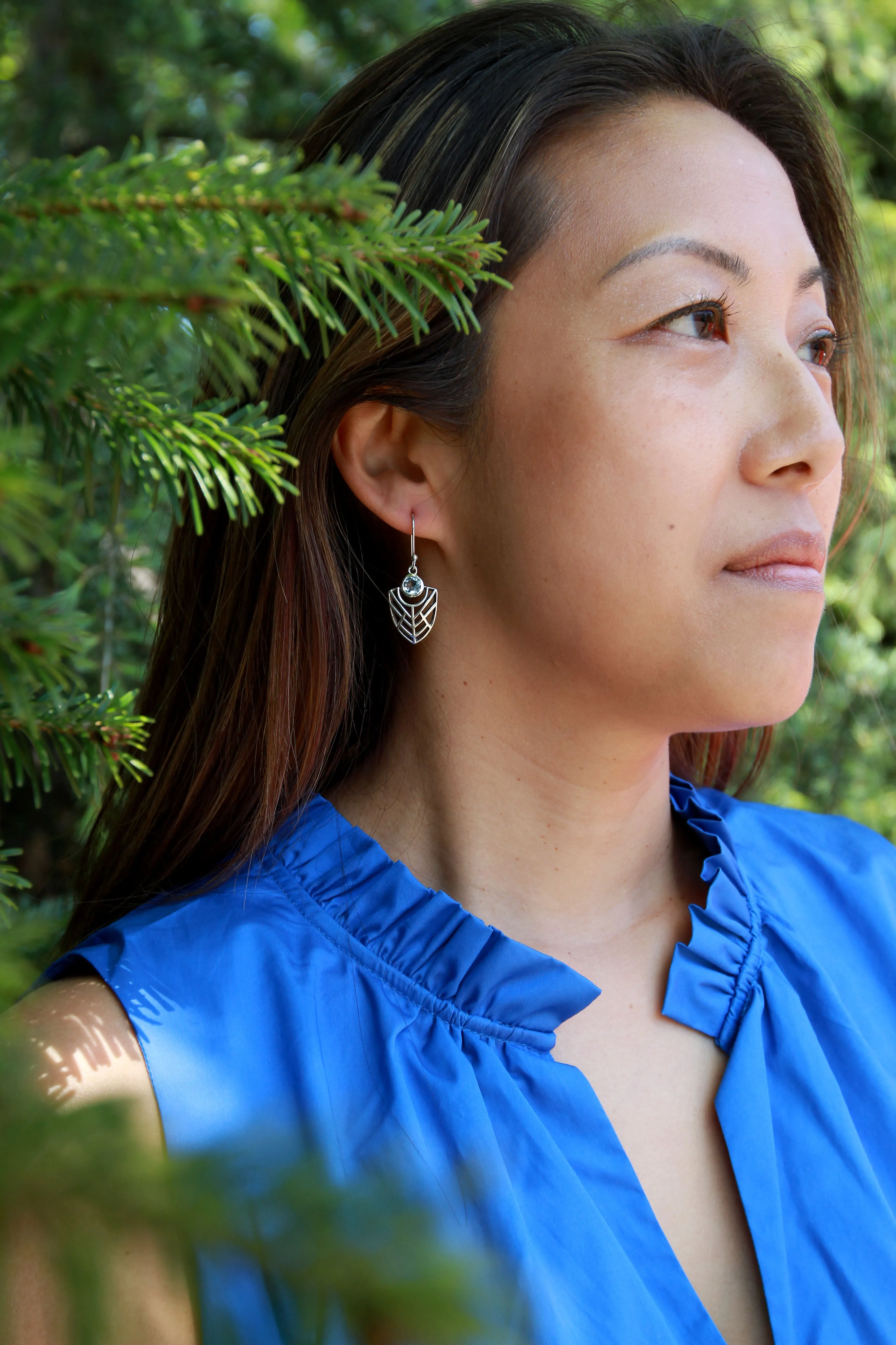 Akila Blue Topaz Earrings, Sterling Silver