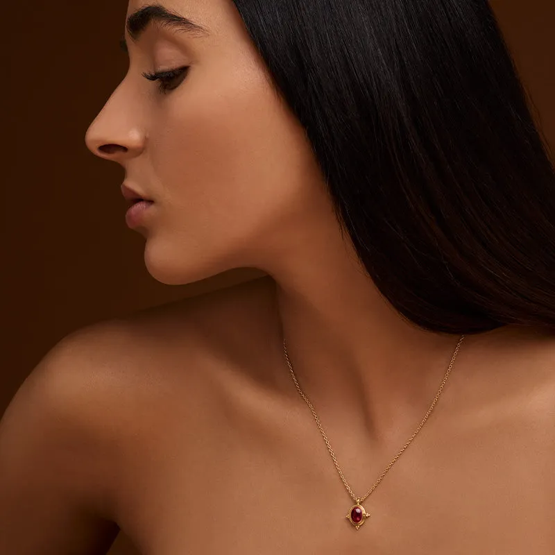 Alexa Necklace, Garnet, Gold