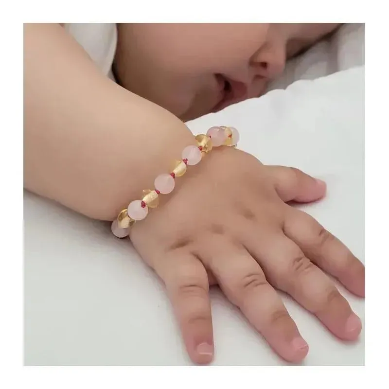 Ali   Oli - Amber & Gemstone Bracelet, Lemon/Rose