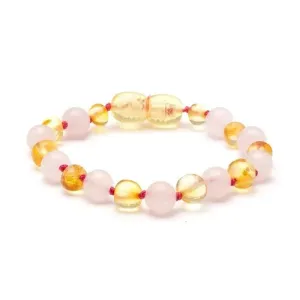 Ali   Oli - Amber & Gemstone Bracelet, Lemon/Rose