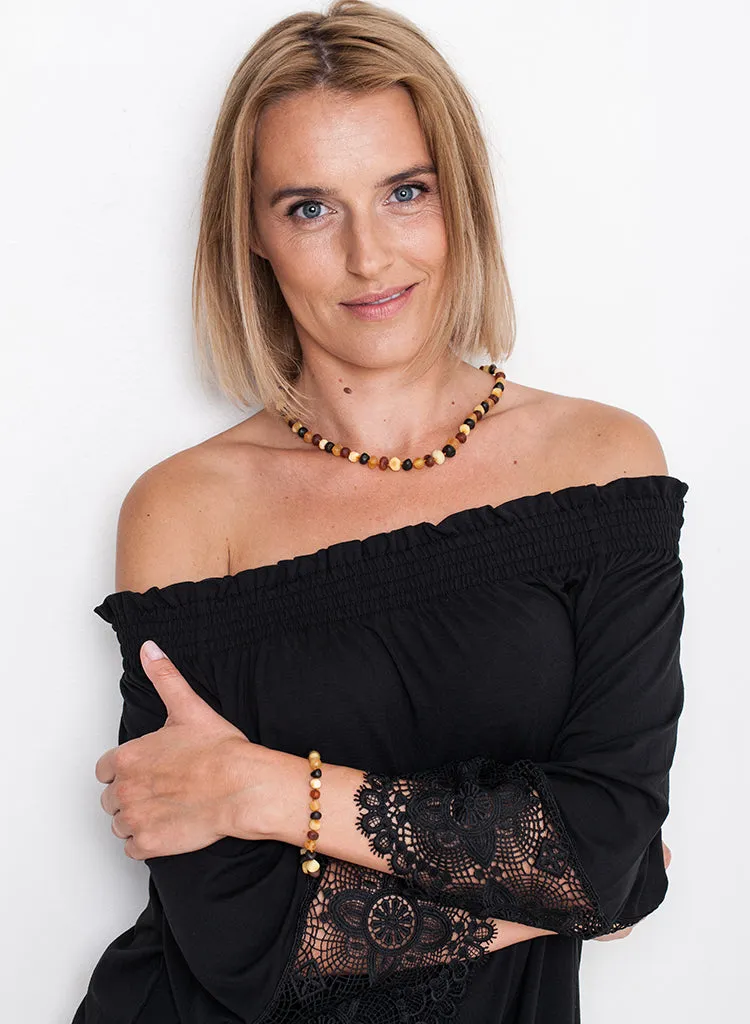 AMBER NECKLACE & BRACELET MULTI RAW BEADS