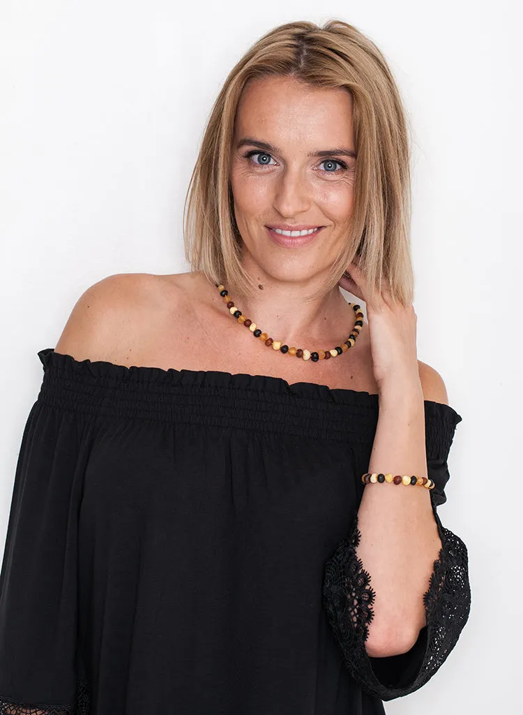 AMBER NECKLACE & BRACELET MULTI RAW BEADS