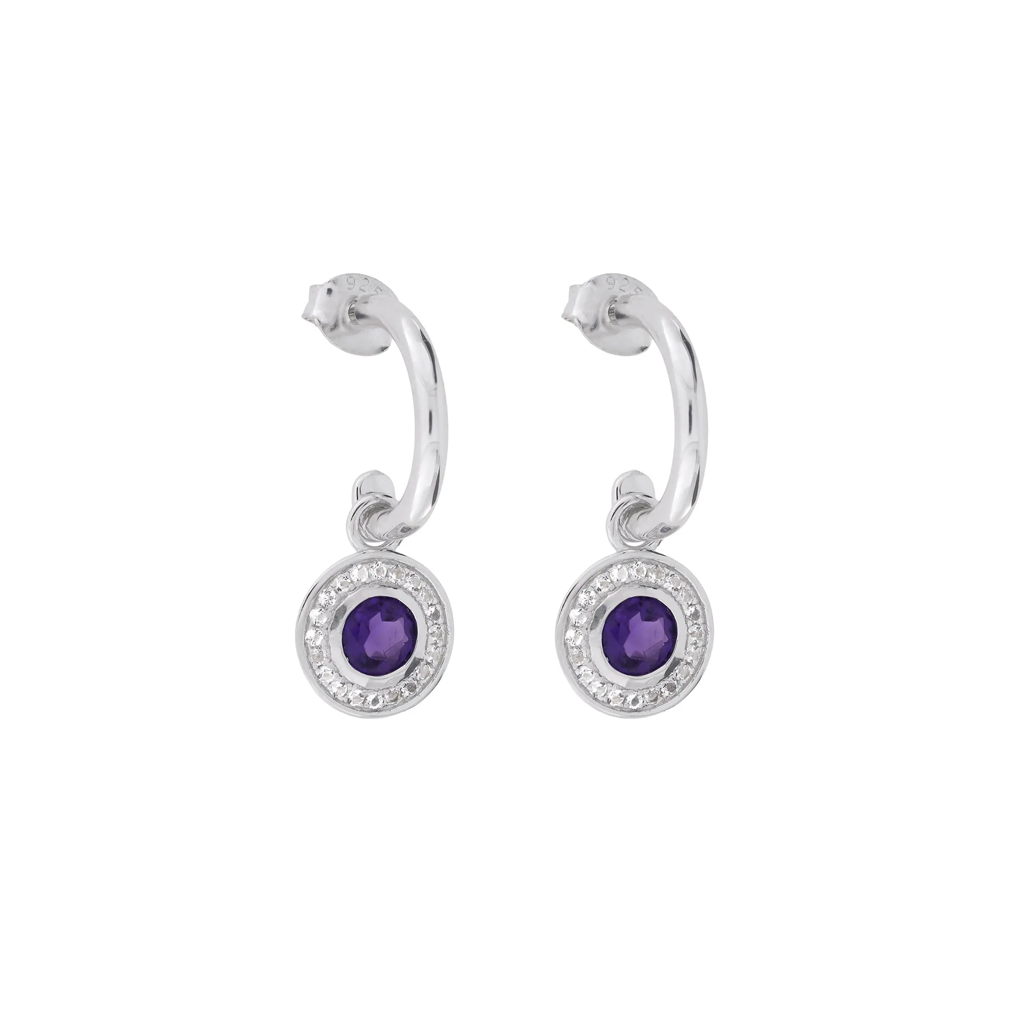 Amethyst & White Topaz Drop Earrings in Sterling Silver