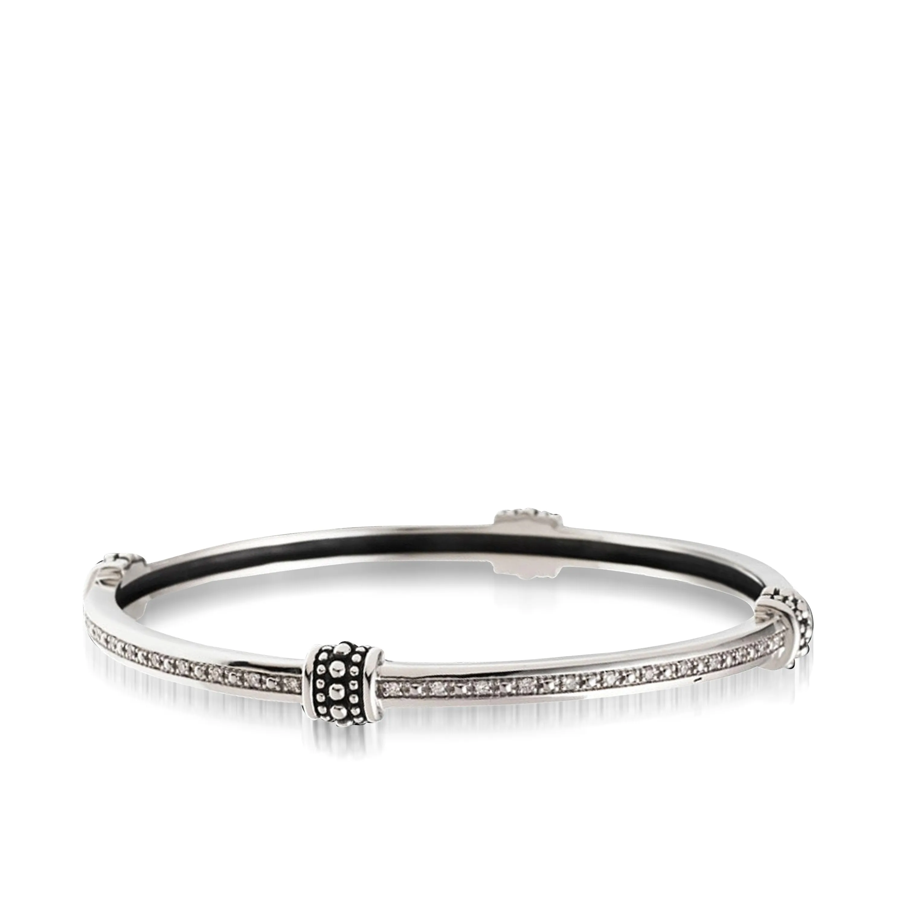Antigua Bead Bangle Bracelet with Pave Diamonds