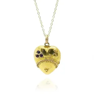 Antique Edwardian 15ct Garnet Heart Ornate Necklace