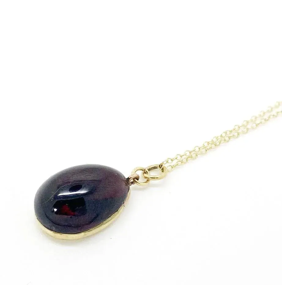 Antique Victorian Cabochon Garnet Gold Necklace