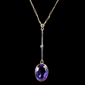 Antique Victorian Suffragette Lavaliere Necklace 15Ct Gold Circa 1900