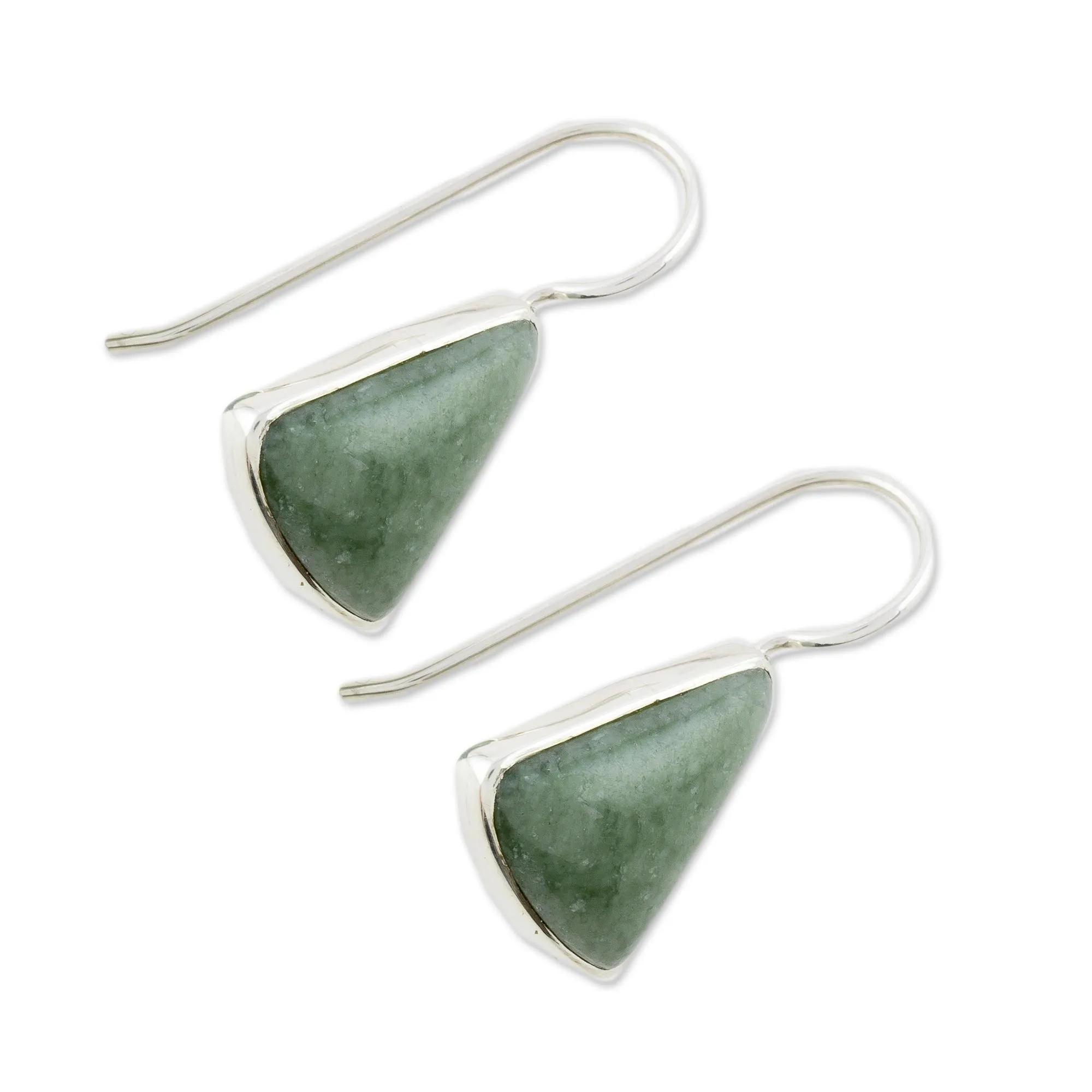 Apple Green Triangular Jade Earrings from Guatemala - Apple Green Mayan Triangles | NOVICA