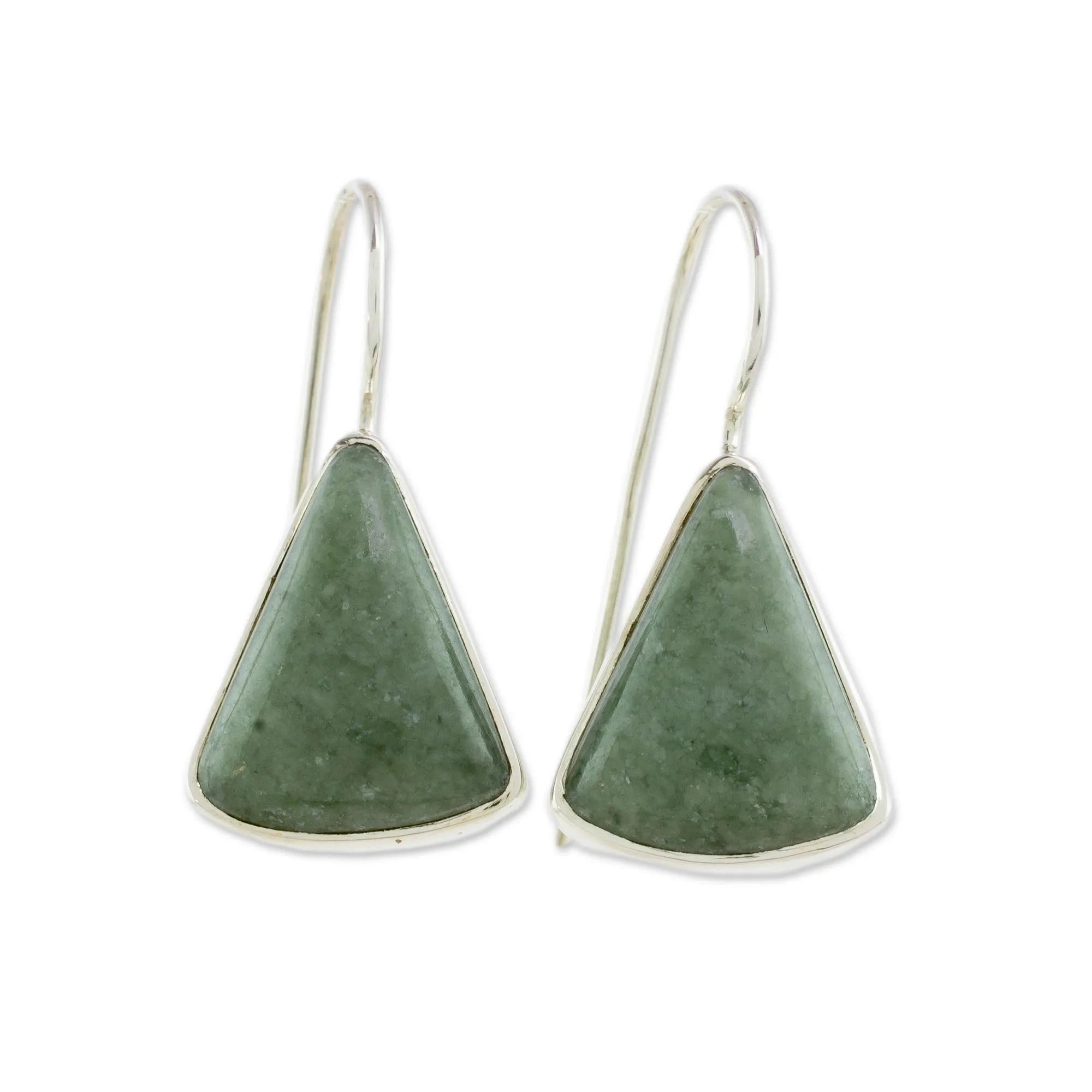 Apple Green Triangular Jade Earrings from Guatemala - Apple Green Mayan Triangles | NOVICA