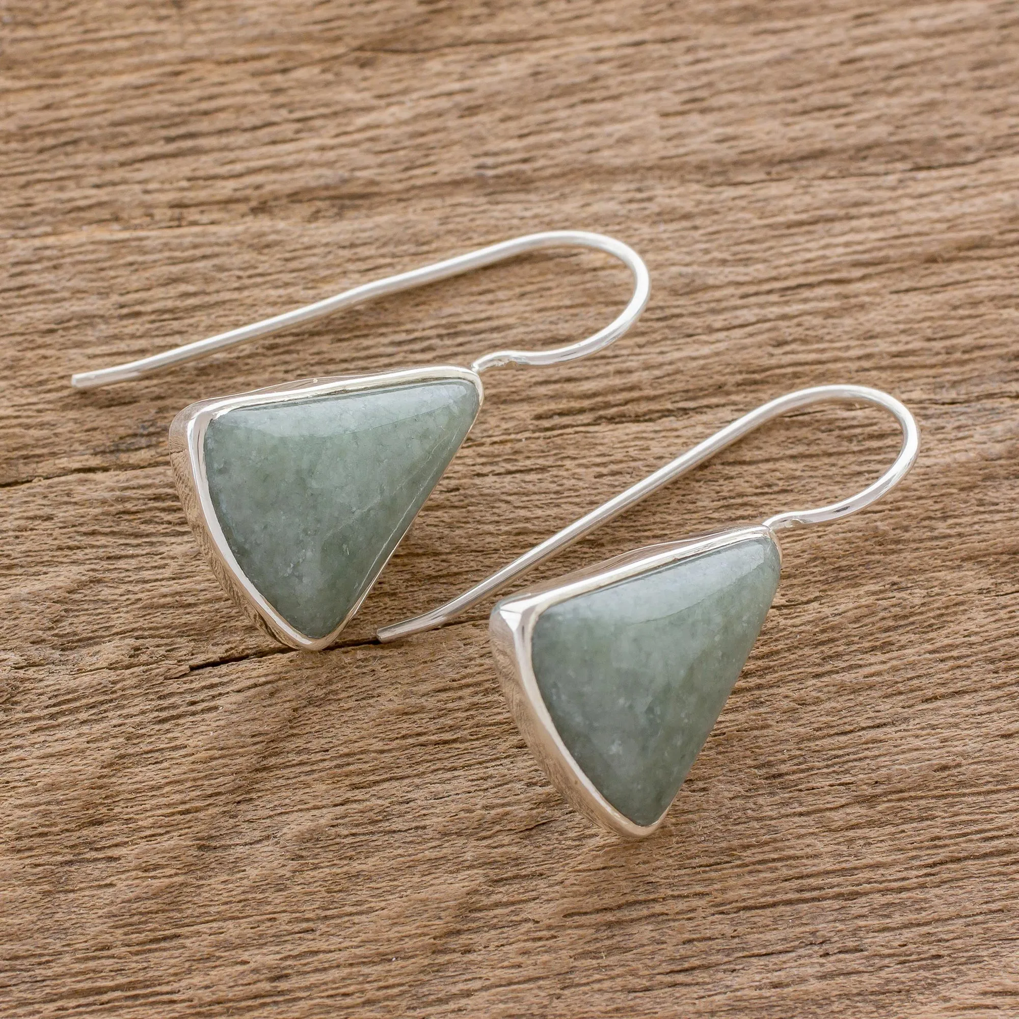 Apple Green Triangular Jade Earrings from Guatemala - Apple Green Mayan Triangles | NOVICA