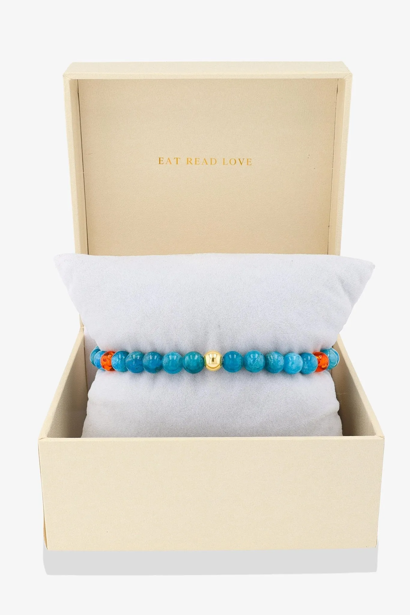 Aquarius Blue Apatite and Amber Crystal Bracelet with REAL Gold