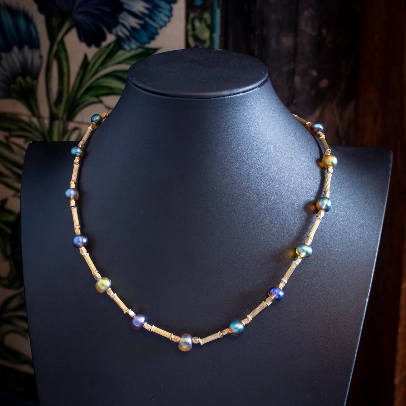 Art Deco WMF Myra Glass Necklace Sterling Silver Gold Gilt