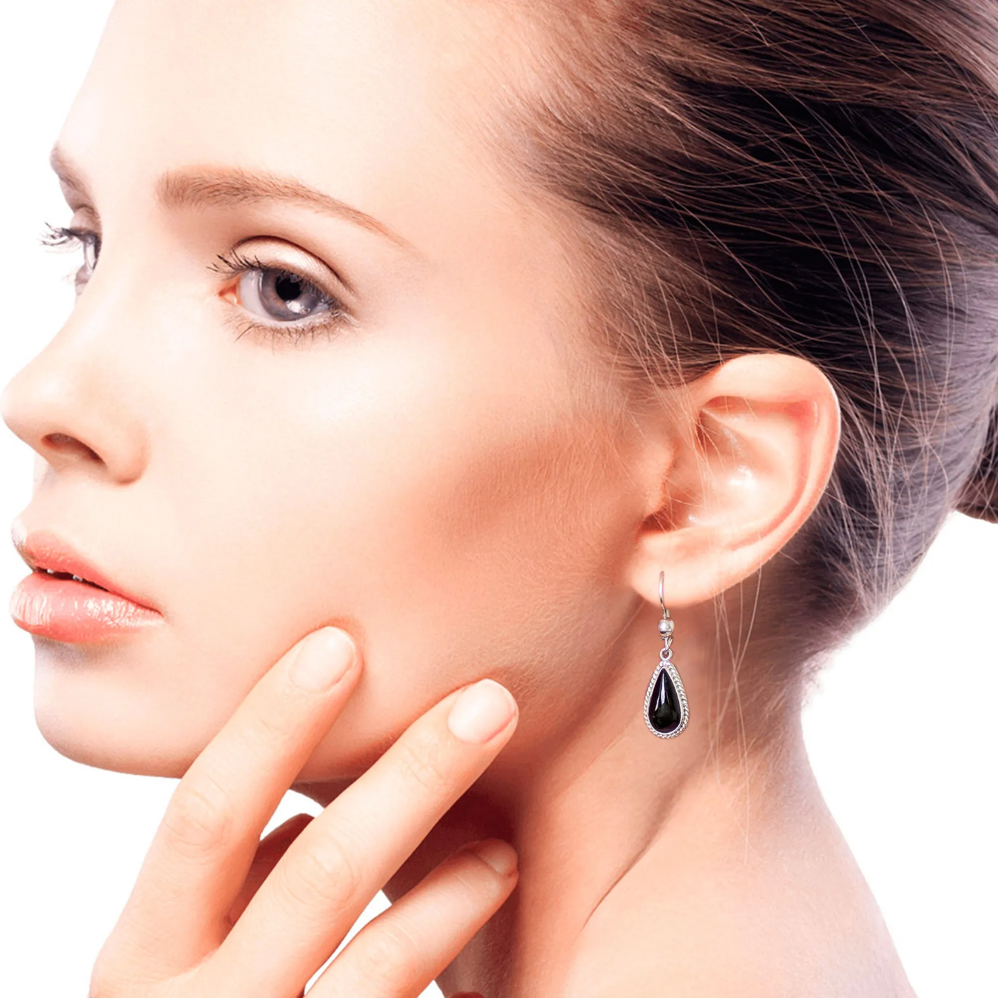 Artisan Crafted Sterling Silver Black Jade Dangle Earrings - Black Tear | NOVICA