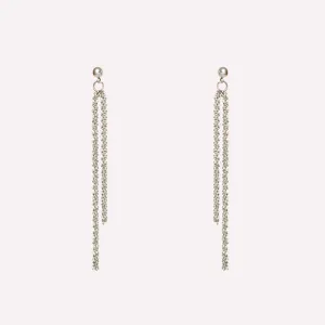 ASYMMETRIC DOUBLE DANGLE EARRINGS IN SILVER