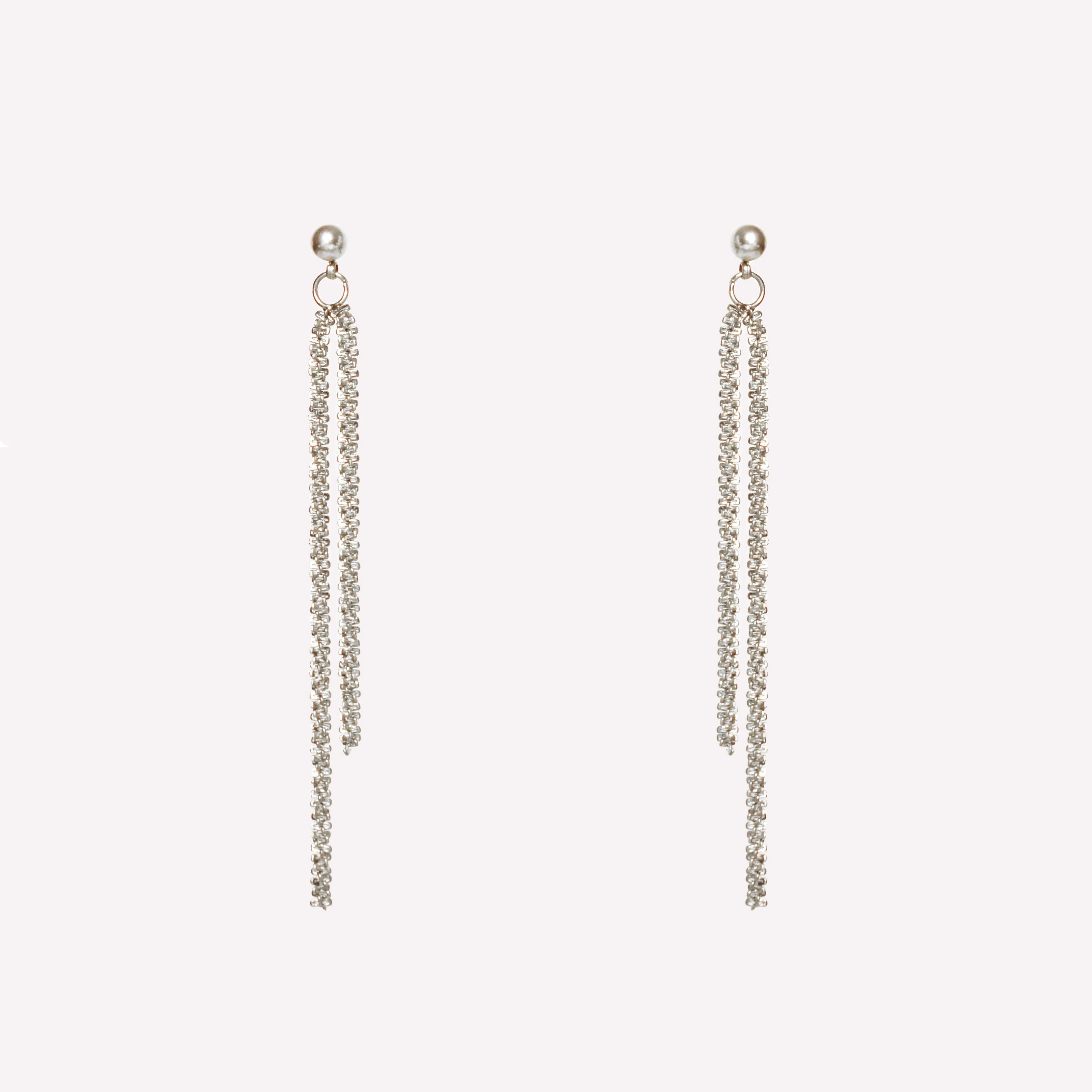 ASYMMETRIC DOUBLE DANGLE EARRINGS IN SILVER