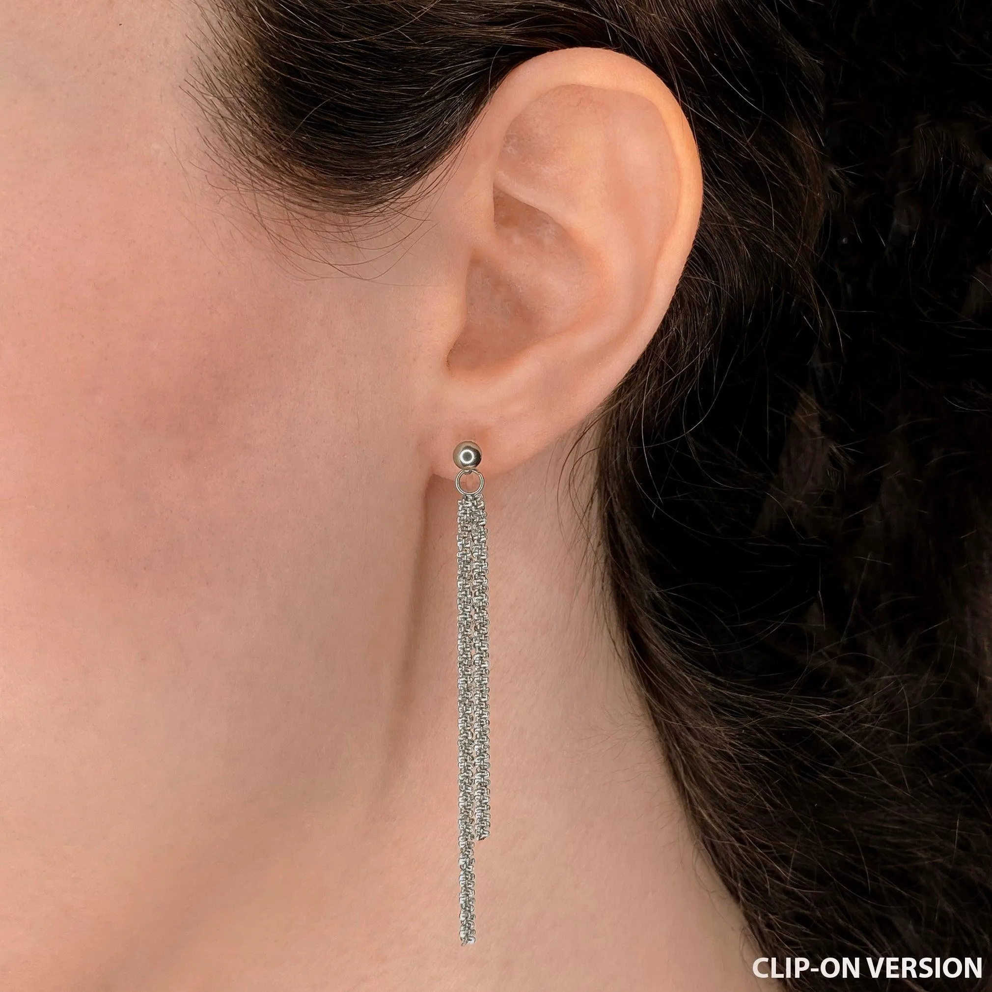 ASYMMETRIC DOUBLE DANGLE EARRINGS IN SILVER