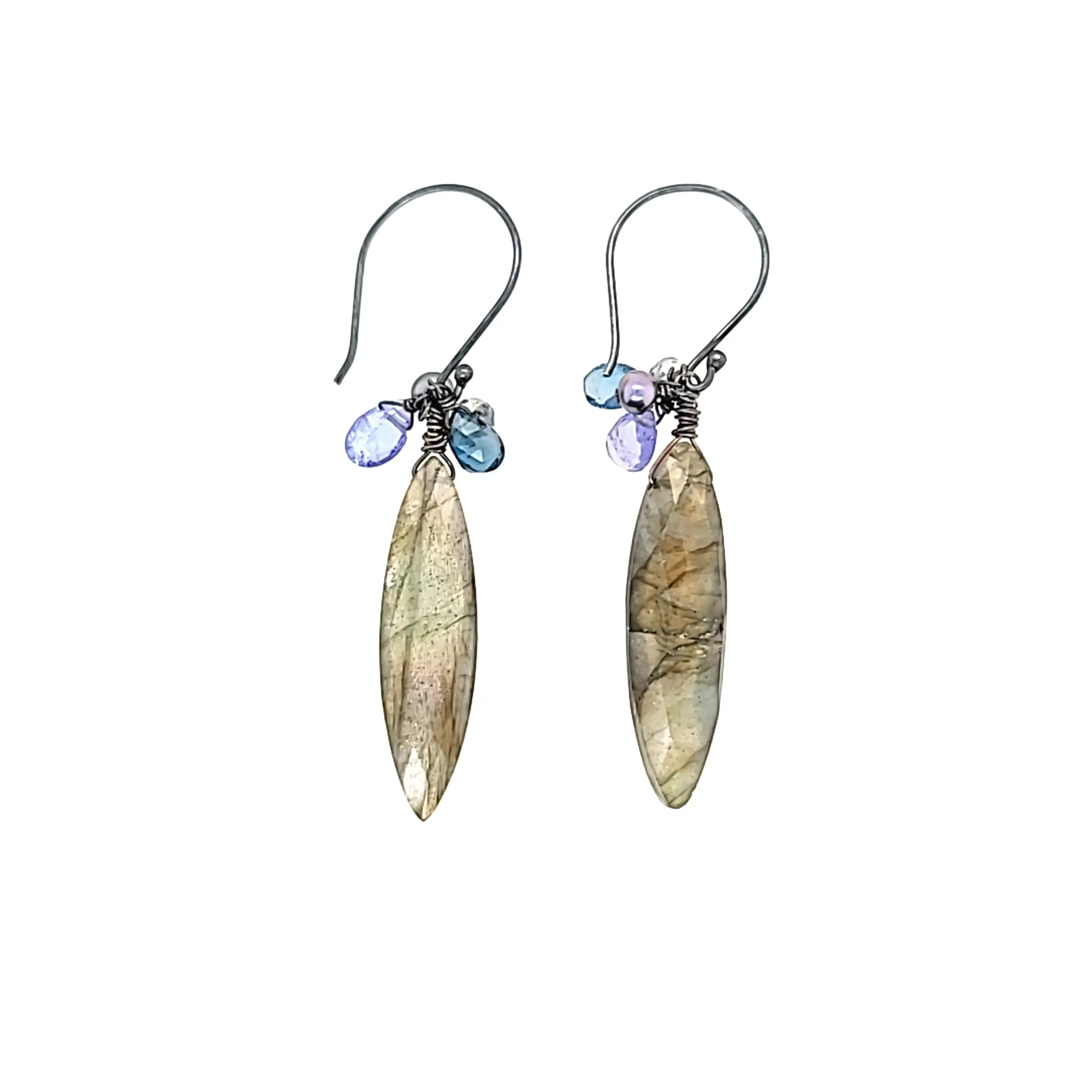 AVF Oxidized Labradorite Long Dangle Earrings (SI2959)