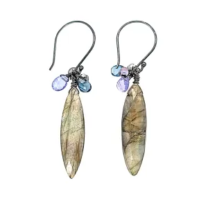 AVF Oxidized Labradorite Long Dangle Earrings (SI2959)