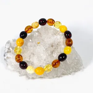 Baltic Amber multi stone 7mm beaded bracelet AMB188