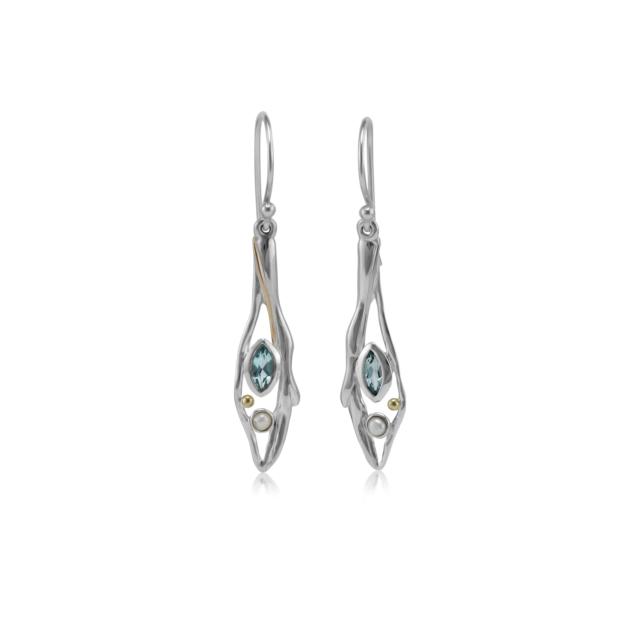 Banyan Avalon Drop Earrings with Blue Topaz and Pearl