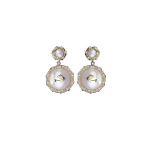 Baroque Swan Gold Earrings