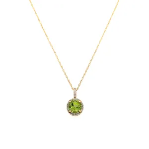 Beeghly & Co. Yellow Gold Peridot Halo Pendant
